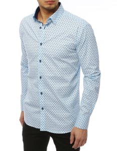 Dstreet - Koszula męska premium z długim rękawem błękitna dx1823