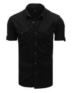 Koszula męska z krótkim rękawem czarna KX0914