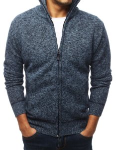Ocieplany rozpinany sweter męski niebieski WX1355