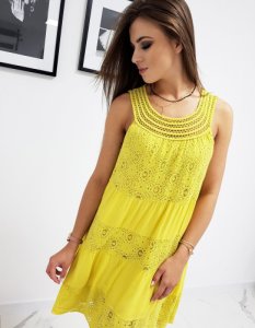 Sukienka na ramiączkach żółta EY0958