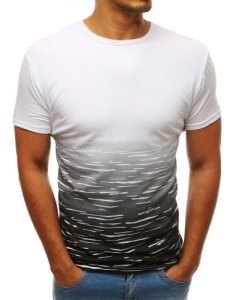 T-shirt męski z nadrukiem biały (rx3536)