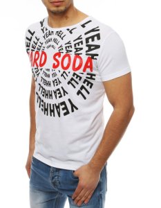 T-shirt męski z nadrukiem biały RX4077