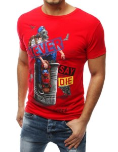 Dstreet - T-shirt męski z nadrukiem czerwony rx3933