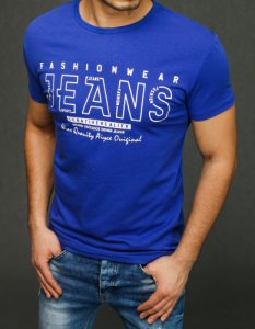 T-shirt męski z nadrukiem niebieski RX3915