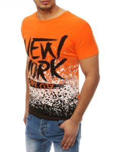 T-shirt męski z nadrukiem pomarańczowy RX4076