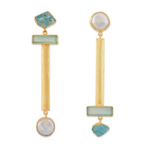 18kt Gold Plated Silver & Mixed Stone Statement Earrings
