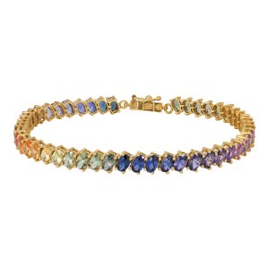 Rakam Jewellery - 9kt white gold oval rainbow bracelet