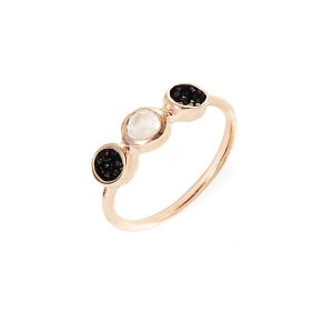 Alice Rose Gold Plated Silver Ring With Black Stingray Leather - UK L 1/4 - US 5.75 - EU 51.5