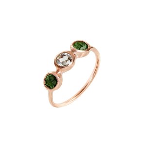 Alice Rose Gold Plated Silver Ring With Green Stingray Leather - UK L 1/4 - US 5.75 - EU 51.5