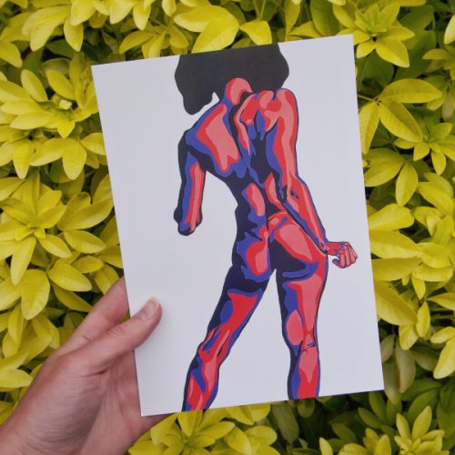 Dancing From Behind Nude Colour Pop Postcard Print - A6