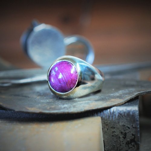 Gold & Silver Purple Sapphire Statement Ring