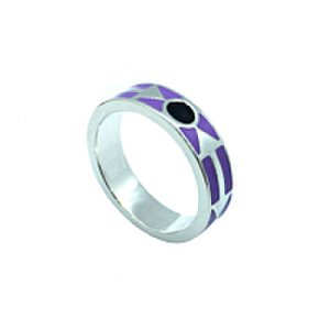 Kunye Silver Purple Enamel Band Ring