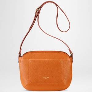 Olea Orange Leather Crossbody Bag