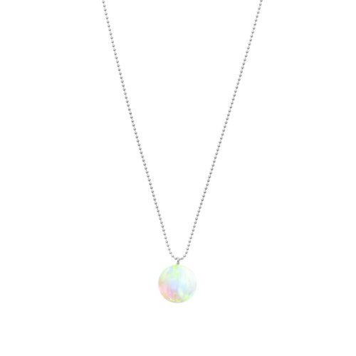 Orbis Sea Opal Ball Chain Pendant Silver