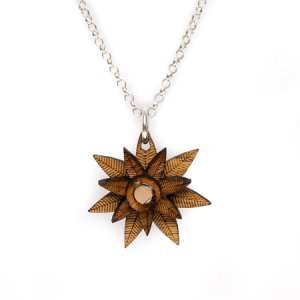 Palm Wood Pendant & Silver Necklace