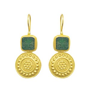 Raw Emerald Medallion Earrings