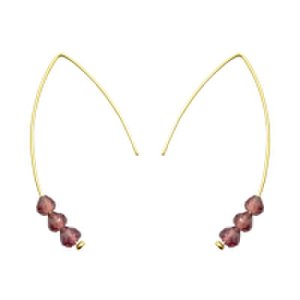 Red Garnet Gold Plated Threader Earrings