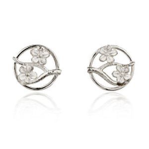 Silver Cherry Blossom Stud Earrings