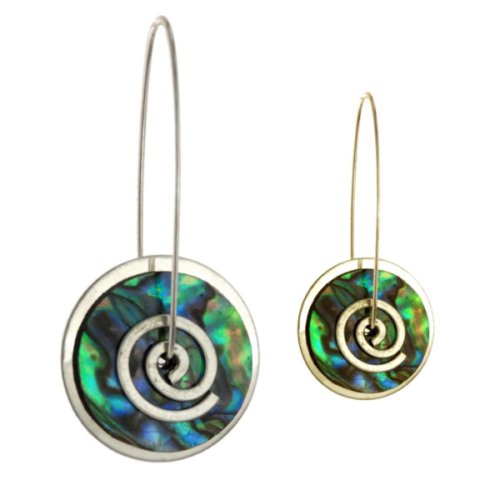 Silver Paua Spiral Drop Earrings - Small