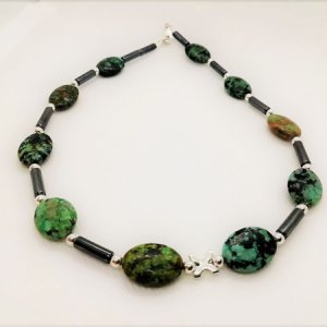 Ark Jewellery By Kristina Smith - Sterling silver & african turquoise jasper necklace