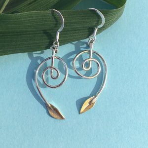Sterling Silver & Gold Botanics Spiral Earrings