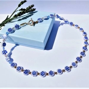 Ark Jewellery By Kristina Smith - Venetian blue necklace - millefiori