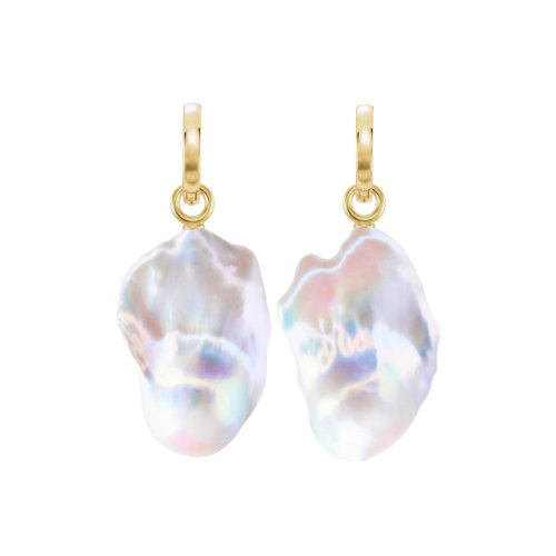 XXL Nebula Pearl Hoop Earrings Gold