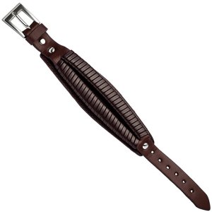 SIGO Armband Leder braun dunkelbraun 21,5 cm mit Dornschließe aus Edelstahl