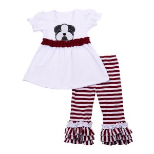 100% cotton High quality kids clothing short sleeve  boutique Football sets  girls ruffle outfits