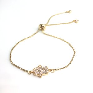 18K Gold Plated Brass Bracelet Hamsa Chain Bracelet For Girls