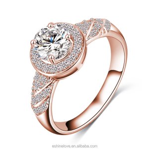 18K Gold Plated Brass Inlaid AAA Zircon Wedding Ring Wholesale anillos de oro CRI0006