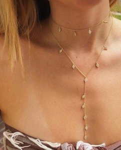 2 layer women necklace geometric charm drop choker Y lariat LONG Necklaces
