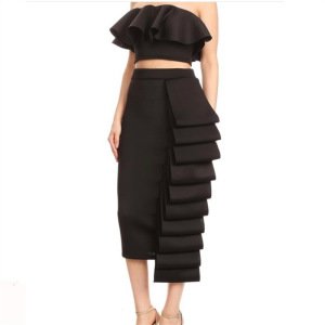 2 Piece Set Women Clothing Summer Sexy Crop Tops Pencil Skirt Sets Off Shoulder Backless Ruffles Club Night Party Slim Y11088