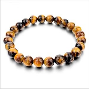 2017 New Brand Tiger Eye Buddha Bangles Trendy Natural Stone Stretched Bead Bracelet