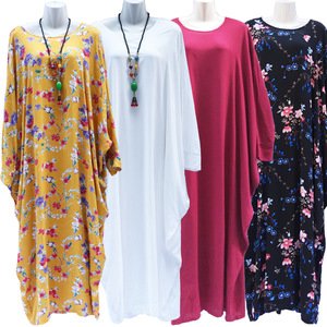 2018 Hot selling design flower Rayon cotton women abaya kaftan with big size