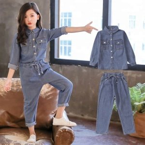 2018 Hot Selling New Designs Autumn Baby Girl children wear Long Sleeve Jeans autumn 2 pcs baby girl clothing gift set