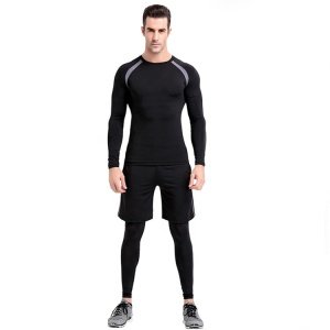 2019 custom men long sleeve active sportswear fitness yoga sports wear gym clothing with 3 piece in set