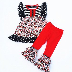 2019 custom USA remake kids clothing children outfit leopard girl clothes set