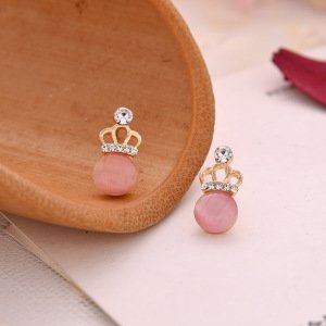 2019 Fashion Korean Jewelry New cat's eye stone diamond crown Earrings  for women
