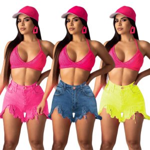2019 Hgh Waist Jeans shorts Women's casual straight Mini Shorts Ladies Fashion latest Design vintage overall