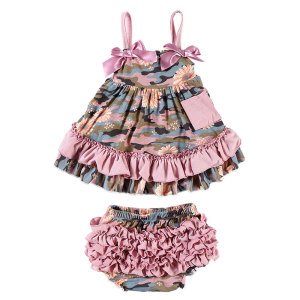 2019 Hot Sale Adorable newborn baby clothes floral print baby outfits swing set for girls