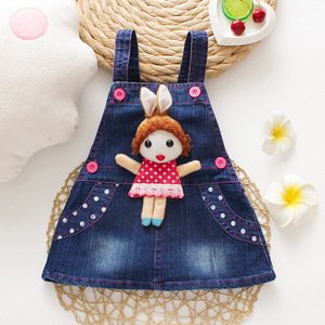 2019 hot sale baby girl denim dress cute bunny girl baby cotton overall rompers