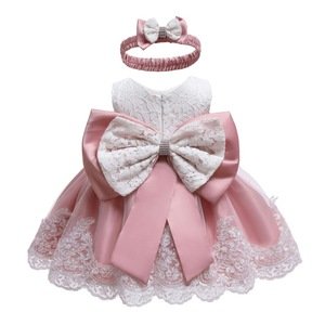 2019 hottest baptism lace baby dress girls with big bow