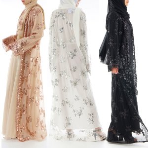 2019 Islam floral Gold sequins embroidery luxury full length EID kimono long abaya for women front open