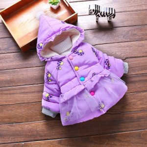 2019 Korean new baby girl flower printing cotton thick jackets kids winter coat