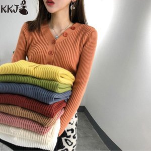 2019 New Arrival Women Sweater Jumper Fashion Soft Long Sleeve Pullover Sweaters with Button