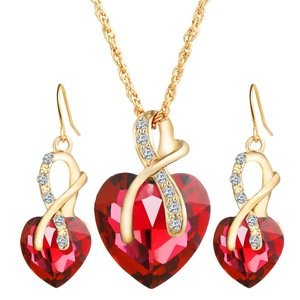 2019 new fashion jewelry,gold plated earring and pendant necklace wedding bridal jewelry set