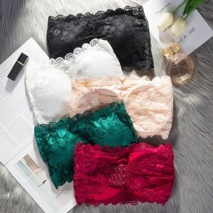 2019 sports Strapless padded Seamless  lace sexy tube top soutien gorge push up bride free size bra for girls