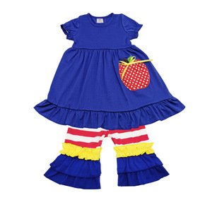 2019 Spring & Summer back to school girls outfits apple applique children clothes