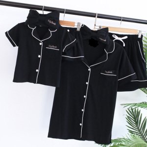 2019 summer solid homewear 100% cotton matching outfits  sports breathable  short  pajamas for women and kid